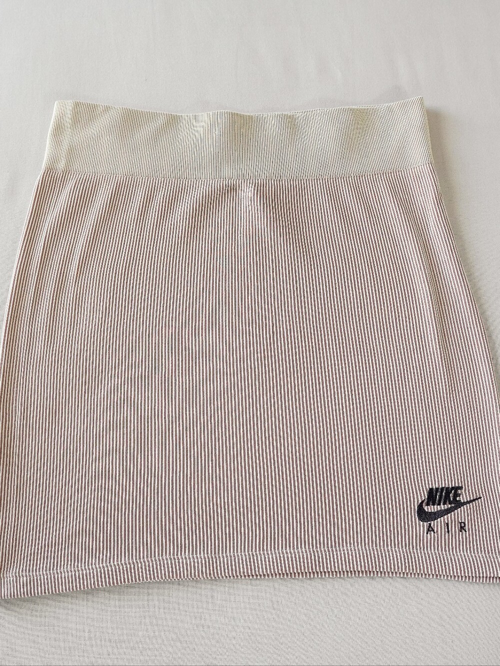 Nike Air Ribbed Striped Mini Skirt Pink Cream Embroidered Logo Size XL